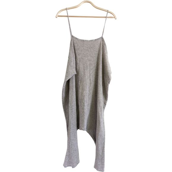 Free People Jumpsuit Romper Large Dropped Crotch Gray Waffle Knit Slouchy Lounge - Picture 7 of 7